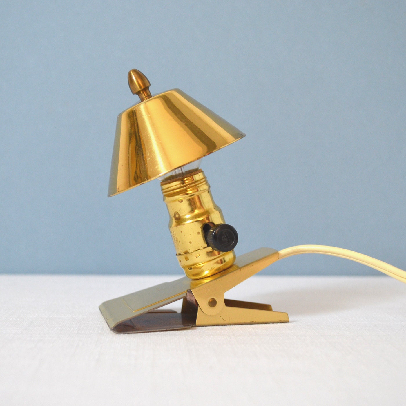 Vintage Brass Mini Clip on Lamp