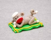 Custom Sleeping Boy Sock Monkey, Sock Monkey Cake Topper, Polymer Clay by Creative Contours
