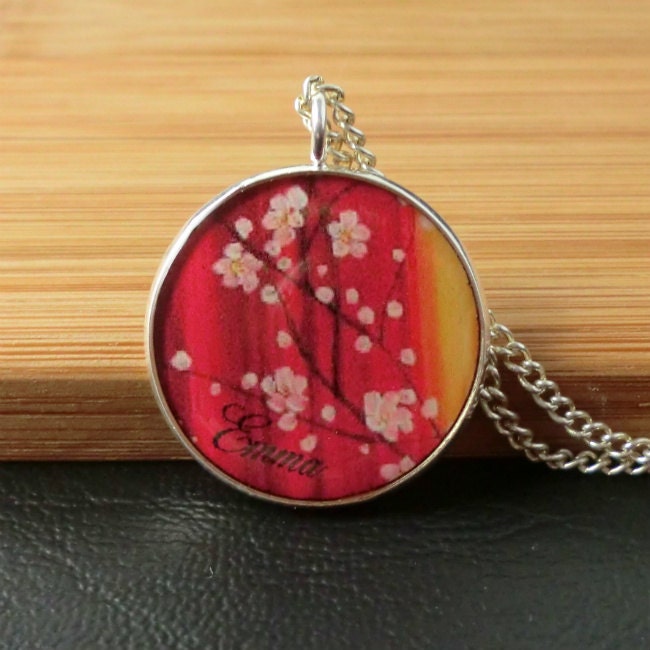 Personalised Pendant Necklace, Art Illustration Picture, Oriental, Personalized Pendant, Glass
