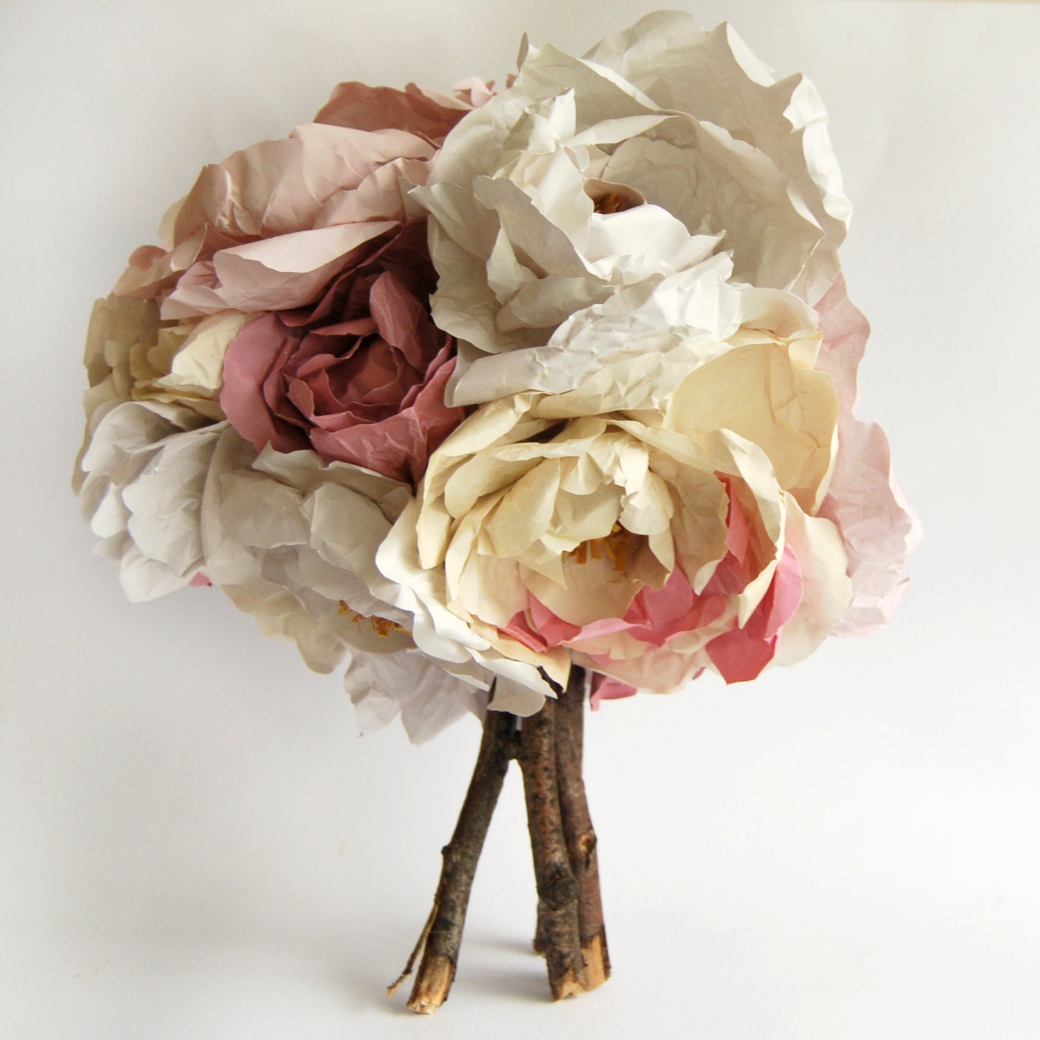 Brides Paper Bouquet in Warm Creams & Pink Tones