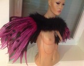READY TO SHIP Bat Tastic Hot pink black faux fur acrylic couture high fashion Epaulets