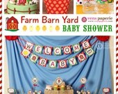 Farm Barn Yard Baby Shower Package Personalized FULL Collection Set - PRINTABLE DIY - BS809CA1x Il_170x135