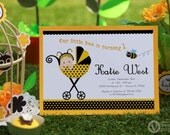 DIY PRINTABLE Invitation Card - Baby Bumble Bee Birthday Party - PS816CB1a3 Il_170x135