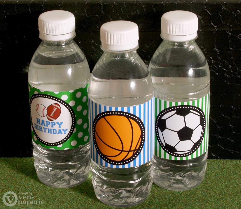 Sport Birthday Party - DIY PRINTABLE Water Bottle Drink Label - Instant Download - PS821CA1g Il_170x135