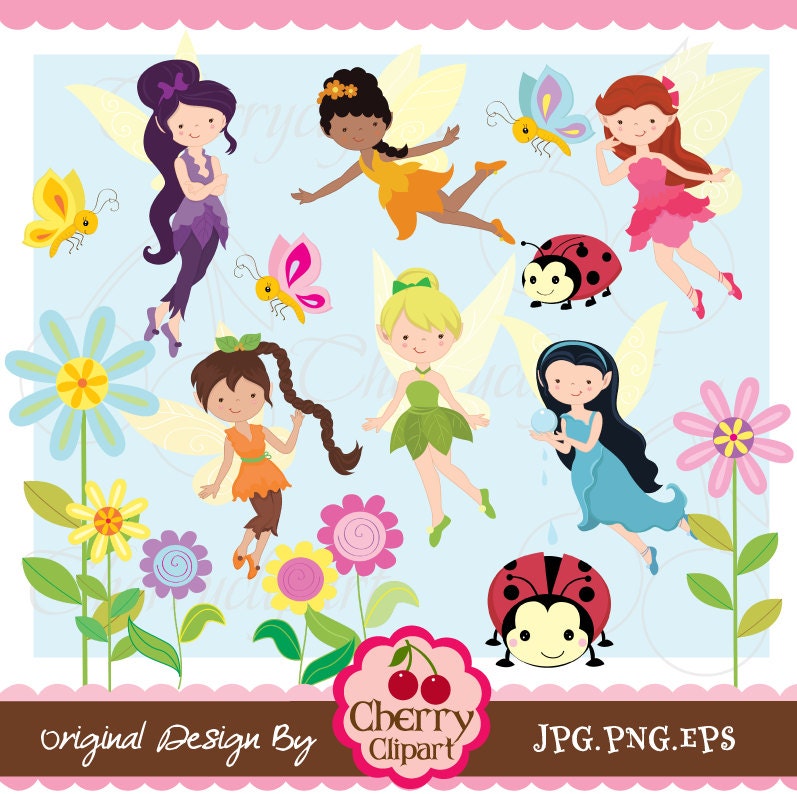Cute Fairies digital clipart set for -Personal and Commercial Use-paper crafts,card making,scrapbooking,web design