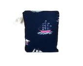 Nautical ship wet bag swim suit pool beach bathing summer bag waterproof small cloth diaper navy blue wetbag