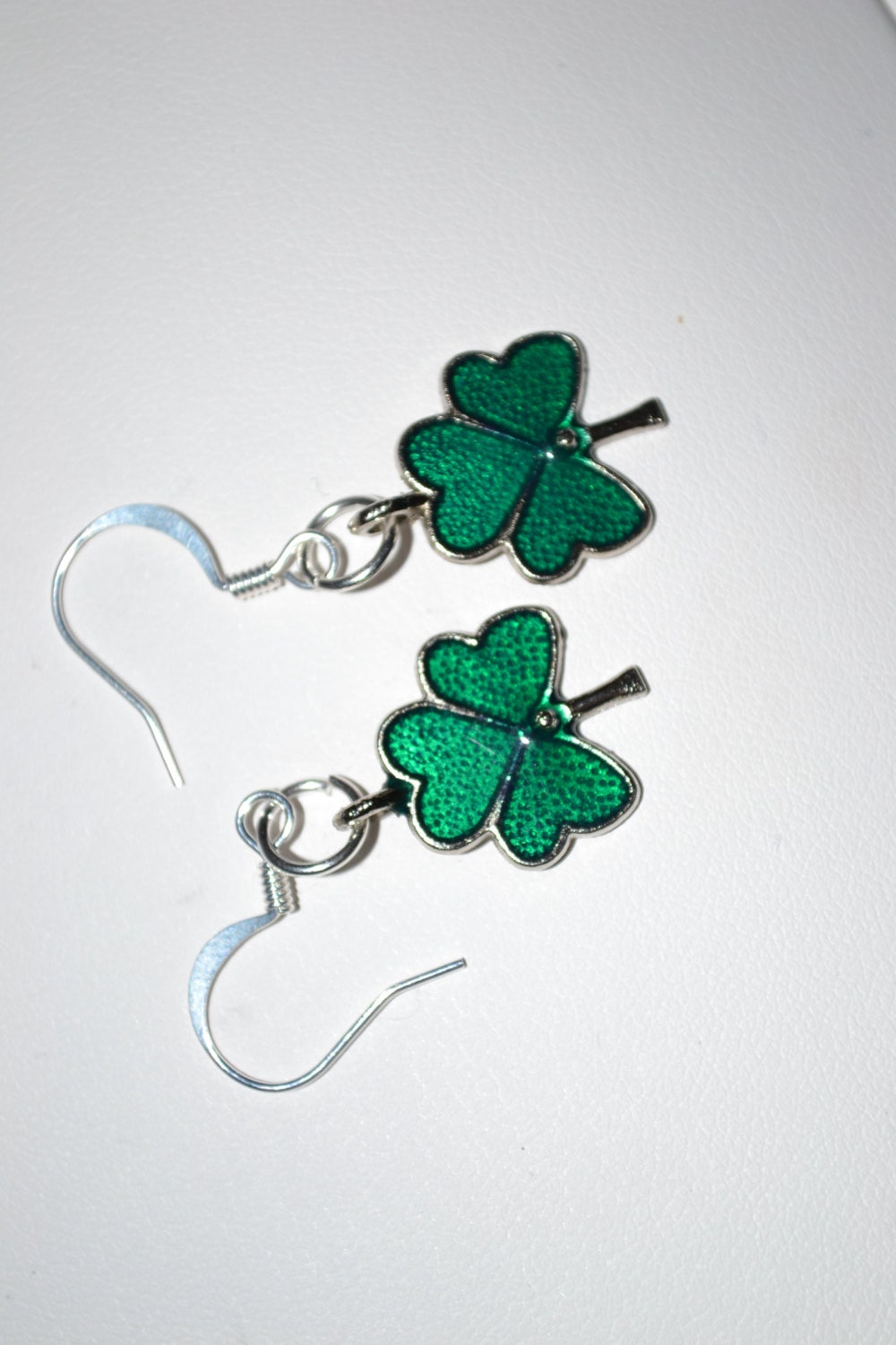 Shiny Clover / Shamrock Charm Earrings - St. Patrick's Day - Pierced Ears or Clip-On - MandaLynnCreations