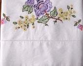 Vintage Pillow Case Cotton White Embroidered Pillowcase