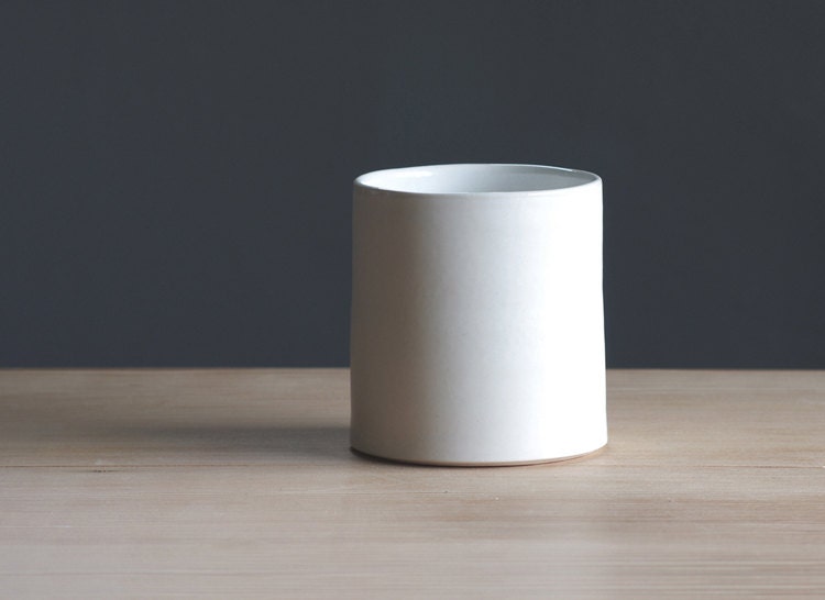 MTO white minimal cup . handmade porcelain simple modern pottery minimalist ceramic