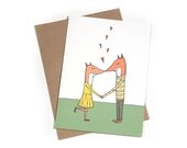Love You Card - Kissing Foxes
