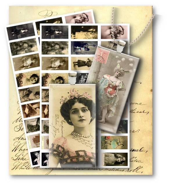 Nostalgia Vintage Photos - 1x2 inch Domino Tile - Digital Collage Sheet Download - Set 633