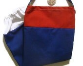 Fabric Plastic Bag Holder/ Grocery Bag Holder/ Red White Blue Kitchen Decor