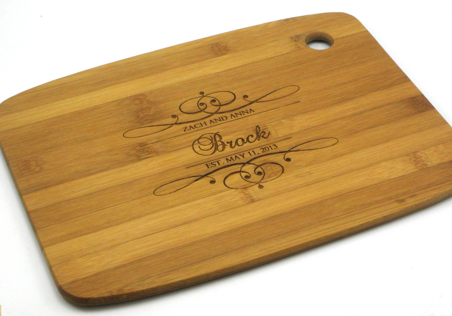 Personalized Cutting Board - Bamboo Wood - 12" x 9" - Wedding Gift