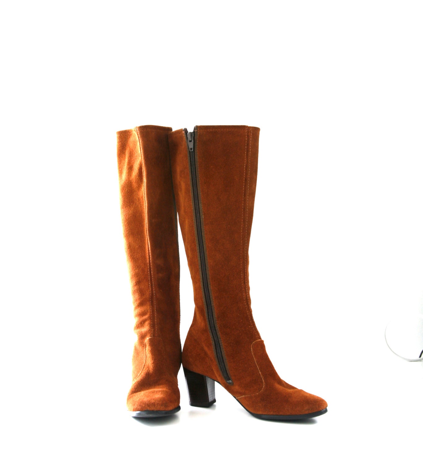 Vintage 60s/ 70s Brown Suede Go Go Boots High Boots US Womens Size 5 1/2