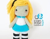 Alice Inspired Crochet Amigurumi Plush Doll - Inspired in Alice in Wonderland