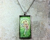 Fairy Art Necklace Clover Jewelry Pendant - Romantic Couple -Sarah Alden