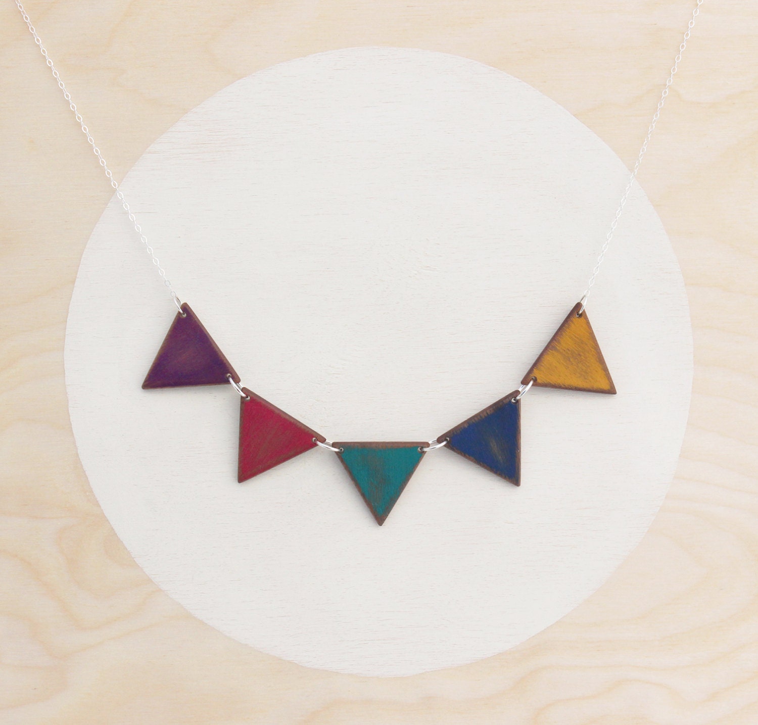 Jewel Tones - Large Wooden Bunting Necklace