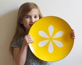 Excellent 12" Yellow Cathrineholm Enamel Lotus Serving Plate - Mid Century