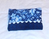 Blue Floral Tissue Holder with Ric Rac Trim