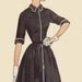 Simplicity Early 1950s Sewing Pattern Shirt Dress Button Front Full Gathered Skirt Deep V Neck or Collar Kimono Sleeves Bust 30