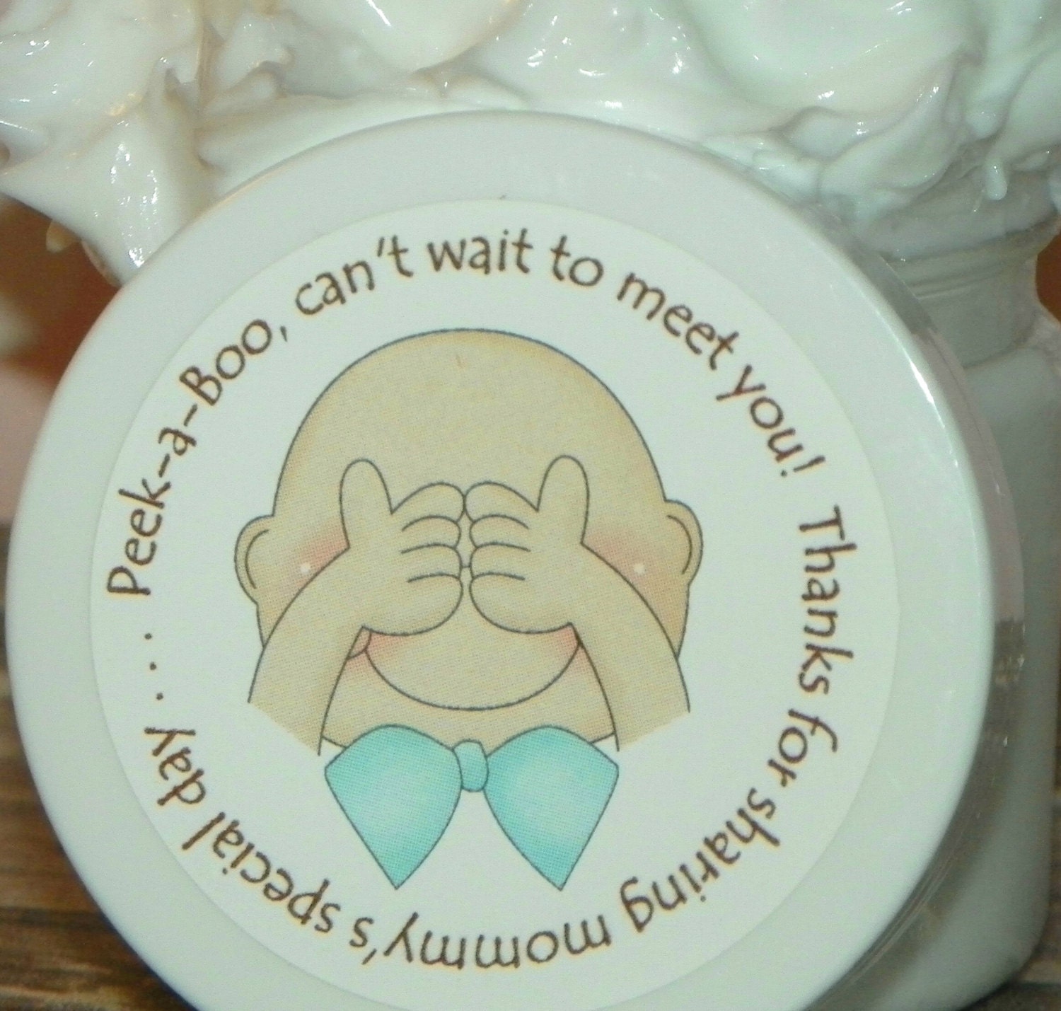 Baby Shower Favors - Personalized Whipped Body Butter - Peek-a-Boo Baby (Boy)
