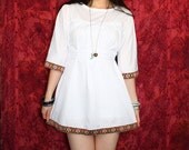 Bohemian dress tunic mini white 70s Hippie vintage style blouse organic cotton Summer festival OOAK by TheBohemianDream