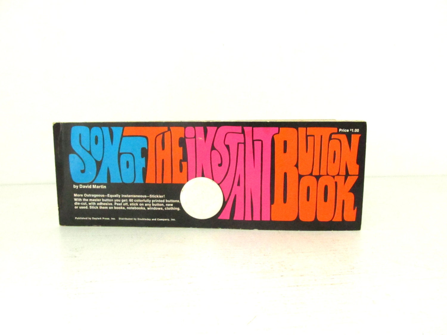 Vintage Son of the Instant Button Book- David Martin 1968 First Edition Stickers