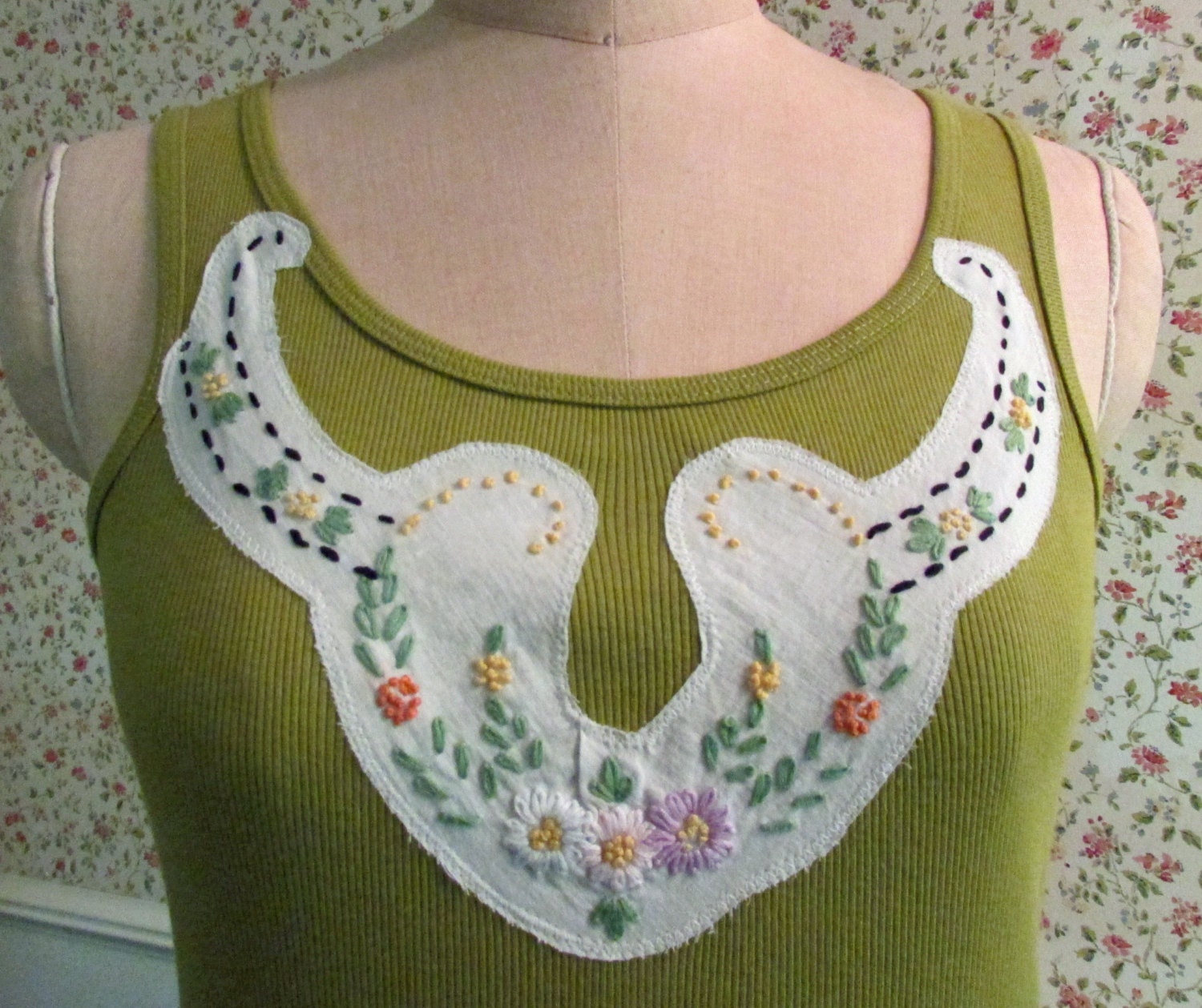Tank Top Vintage Embroidery Cottage Chic Boho Inspirational Words Hippie Gypsy Cotton