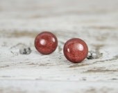 CHESTNUT - Sweet Tooth Studs - Brown - Bronze Shimmer Post Earrings by Blissful Bird Studio