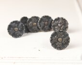 Vintage Brass Round Drawer, Cabinet Pulls, Handles w/ scallop leaf Ornate pattern (set of 6)