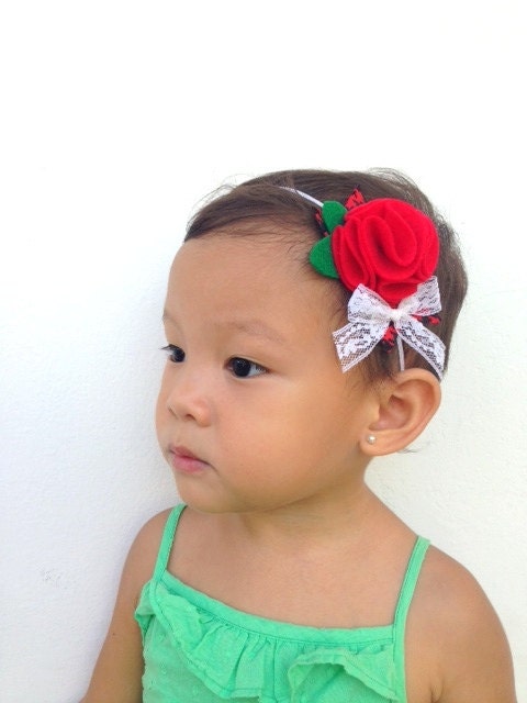 Red flower headbands, Baby Girl Headbands, Felt Flower Headband, Shabby Chic, Girl Headband, Elastic Headbands, Baby Girl Hair Accessories