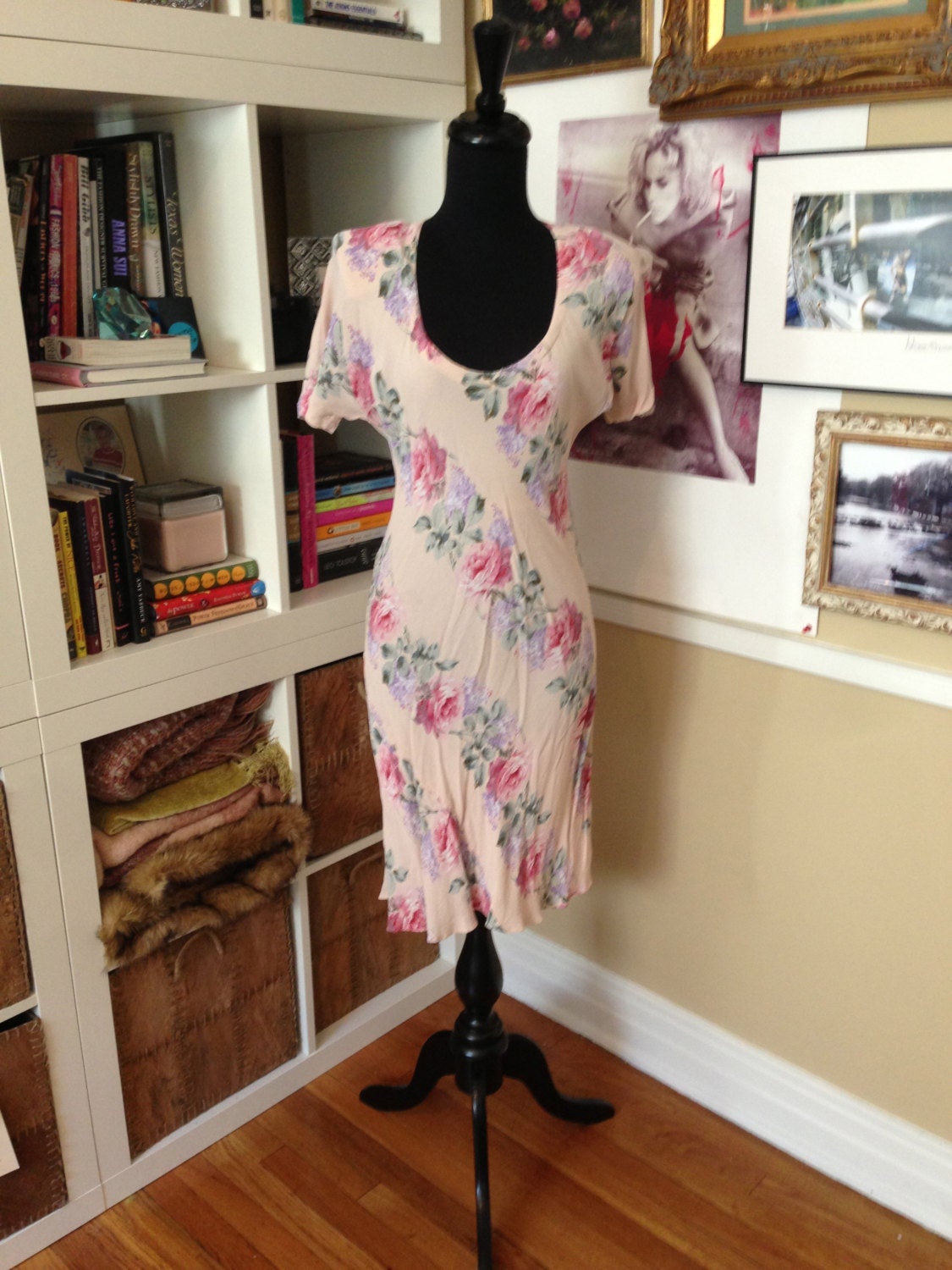 vintage 90's pastel scoop neck dress
