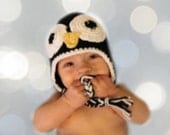 Crochet Penguin Hat for child, 3-10 years