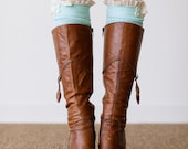 MINT Lace Boot Socks Stretchy Over the Knee Knit Boot Socks With Lace Ruffle and Buttons Women's Fashion LegWear (BS-110A)