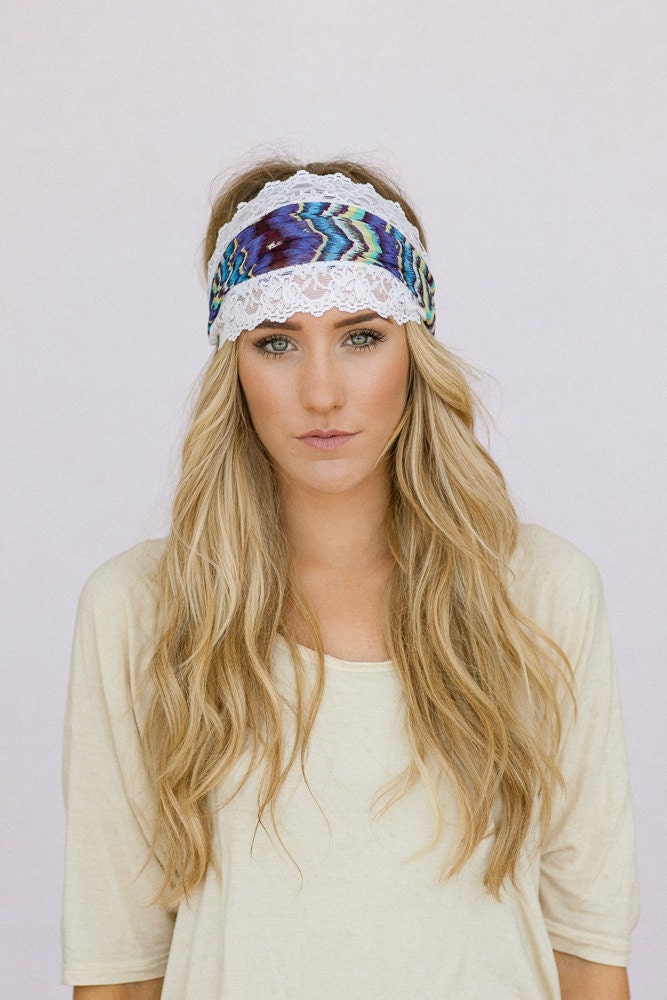 Aztec Headband Wide Tribal Pattern Chiffon Women's Hair Accessory Head Bands Hair Wrap Stretchy Head Coverage Pretty Headband (HB-WDE130C)