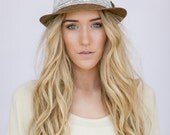 Women's Fedora Hat with Lace Jeweled Brown Fedora Hat with Wide Lace Trim and Vintage Brooch Women's Fancy Hat Cute Fedora