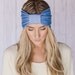 Sparrow Headband in Soft Blue Stretchy Jersey Hair Band Ruched with Fabric Wrap