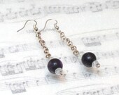 Purple fluorite and white quartz earrings