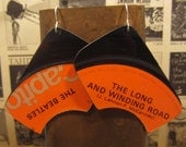 Vintage Vinyl Record Earrings, The Beatles, The Long and Winding Road