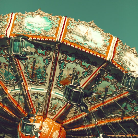 Carnival photography, carousel Photography, ferris wheel photography, Nursery art, Nursery Decor, nursery prints, turquoise, print
