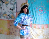 Studded Tie Dye Long Sleeve Blue and Purple Shirt