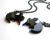 Sale 20 % Best Friends Batman Necklaces -  Friendship Necklaces - Batman and Robin -  Laser Cut Acrylic