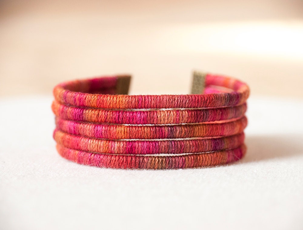burnt sienna cotton cuff - textile cuff