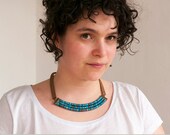Rope necklace - cotton necklace dyed blue