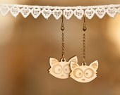 Raccoon Earrings Lasercut Birch Wood - Mika