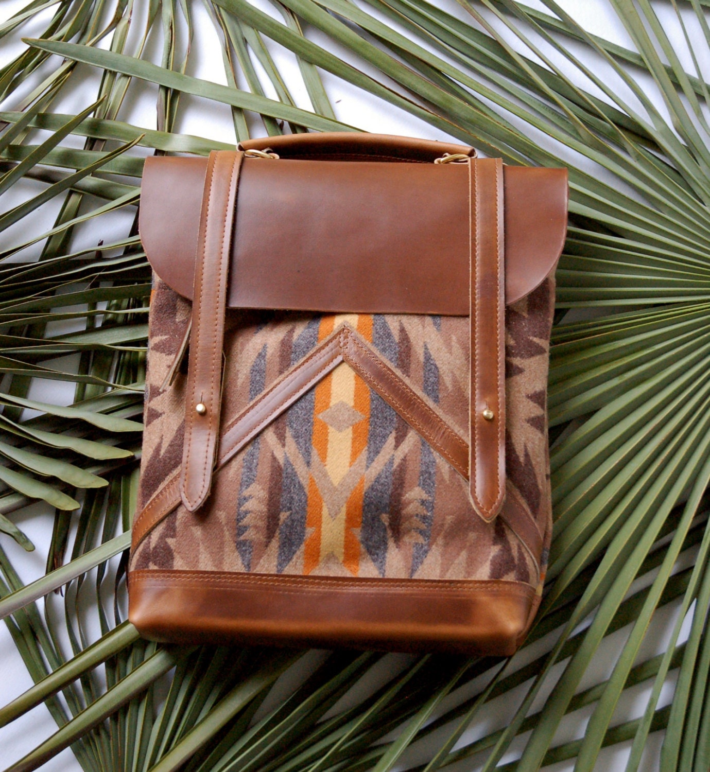 The Coastal Bag- Horween leather and Pendleton wool bag