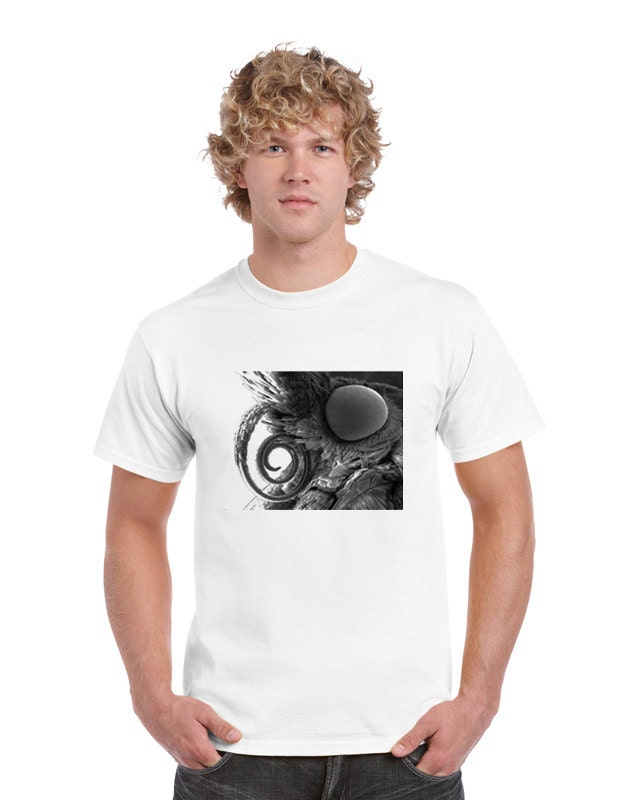 Mens Insect T Shirt. Moth T Shirt. Science. Microscope. Limited Edition. Hand Screen Printed. White