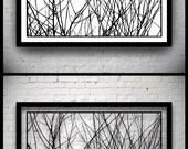 FRAMED Tree Branches Handmade Original Papercut: Hand-Cut Paper Art Silhouette - 23.03 x 11.61 inches (58.5 x 29.5 cm)