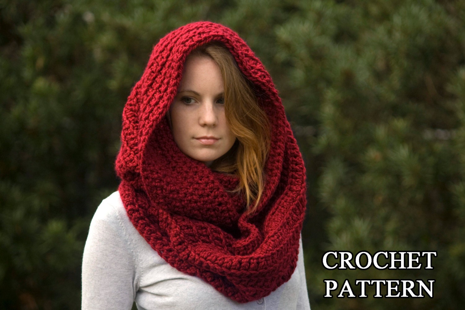 CROCHET PATTERN Oversized Infinity Scarf Pattern, Hooded Cowl, Instant Download