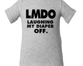 LMDO - Laughing My Diaper Off Baby Bodysuit Funny Baby Shower Gift - Heather Grey / Black